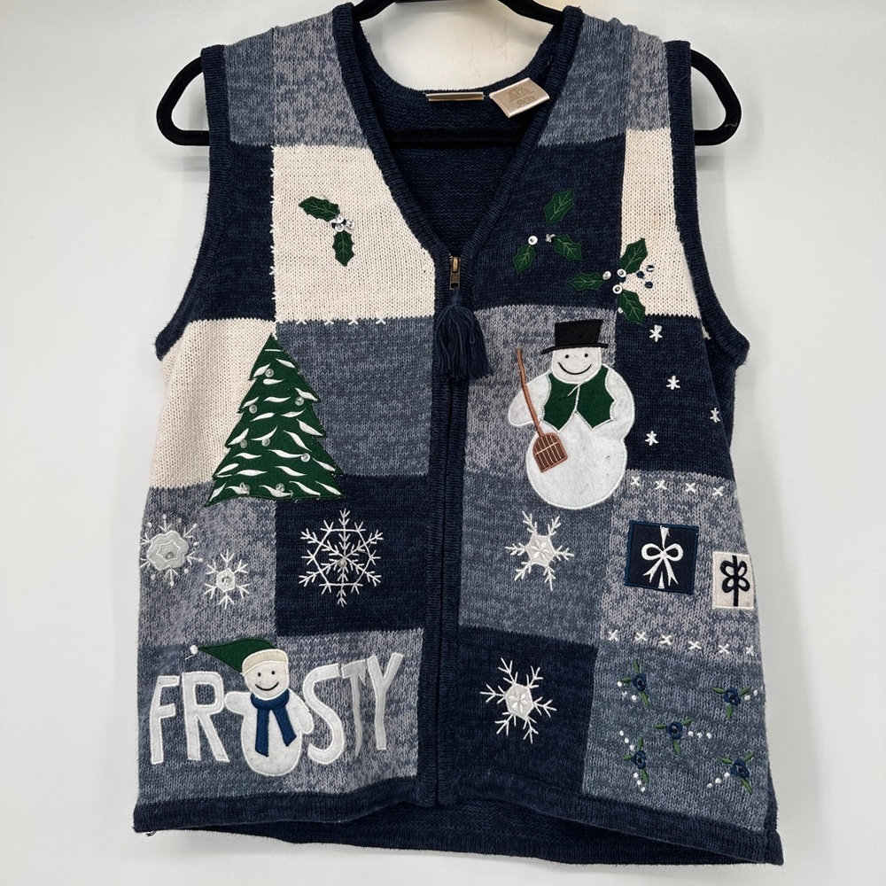 Bobbie‎ Brooks FROSTY The SNOWMAN Ugly Christmas Sweater Vest Size Medium